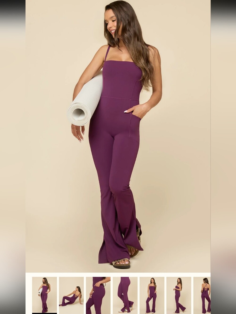 POPFLEX Plum Purple Strappy Jumpsuit